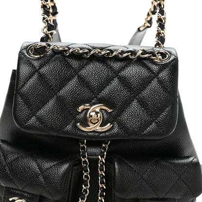 Chanel Shiny Caviar Quilted Small Duma Pockets Drawstring Backpack Black 8 of 10