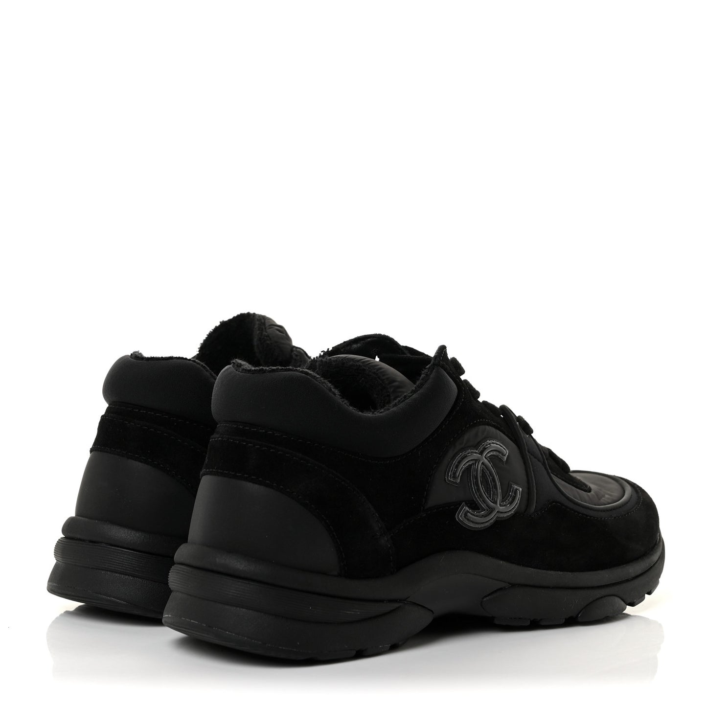 Nylon Calfskin Suede CC Sneakers 37 Black