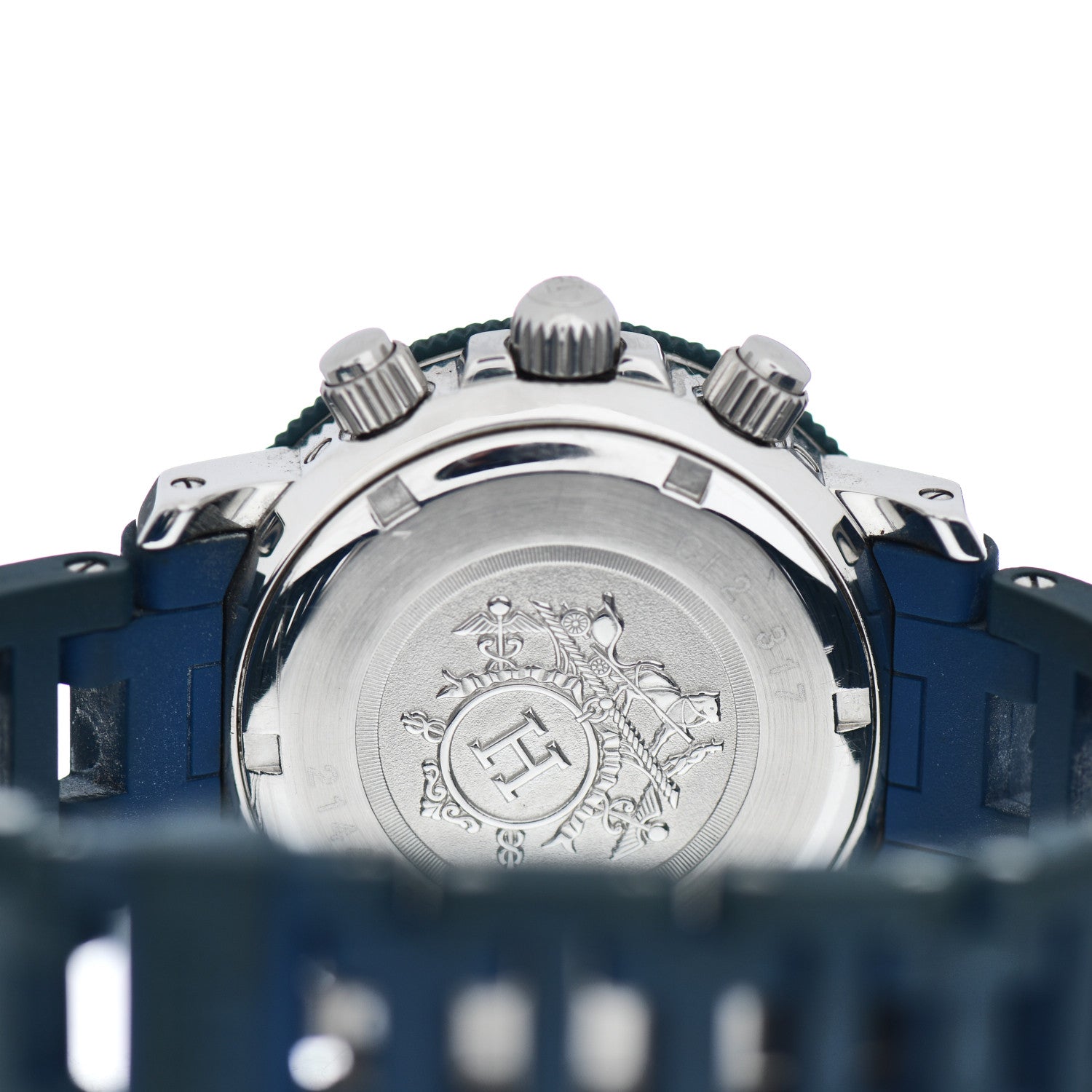 Hermes Stainless Steel Rubber 33mm Clipper Chronograph Diver Watch Blue 4 of 4