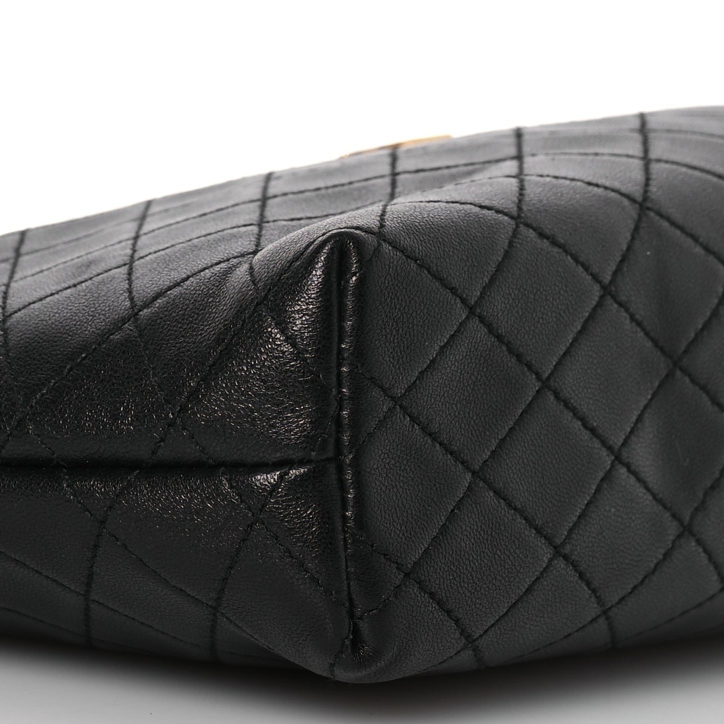Lambskin Quilted Gaby Cosmetic Pouch Black