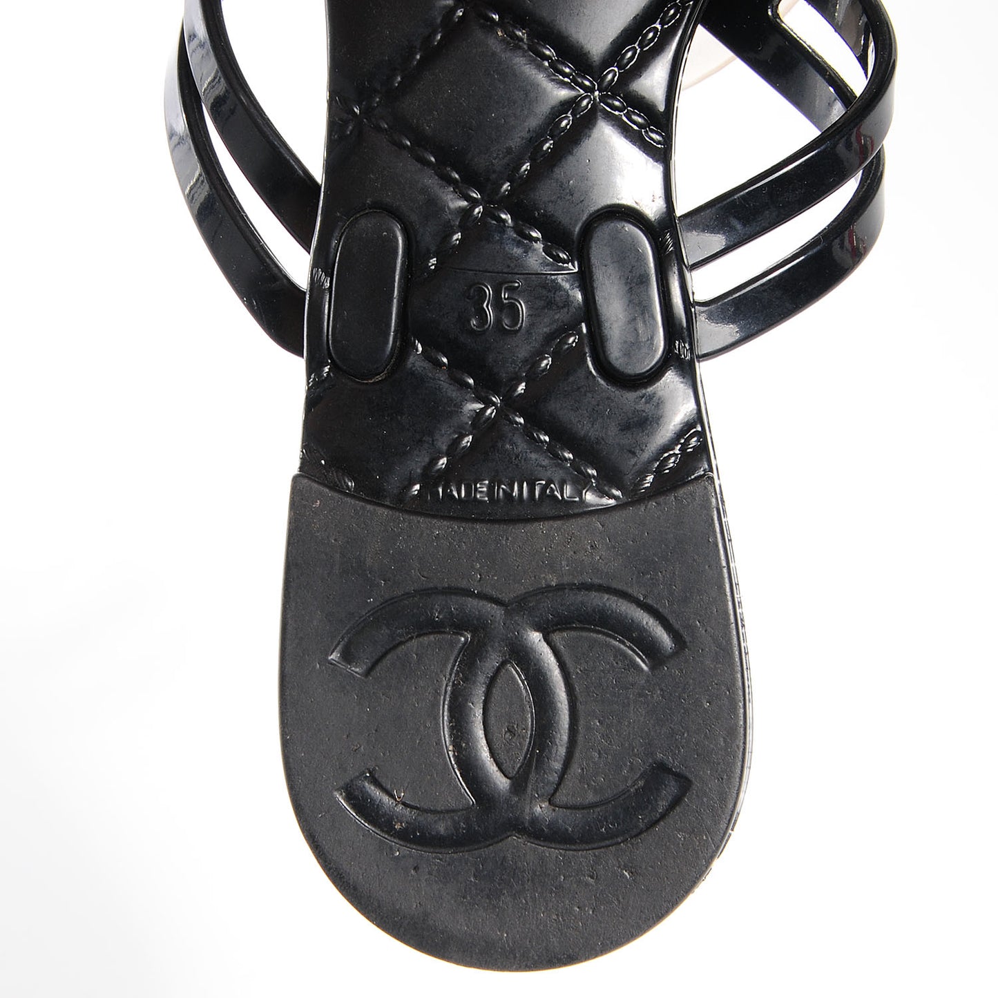Jelly Camellia Thong Sandals 35 Black