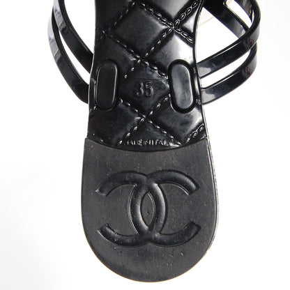 Chanel Jelly Camellia Thong Sandals 35 Black 6 of 6