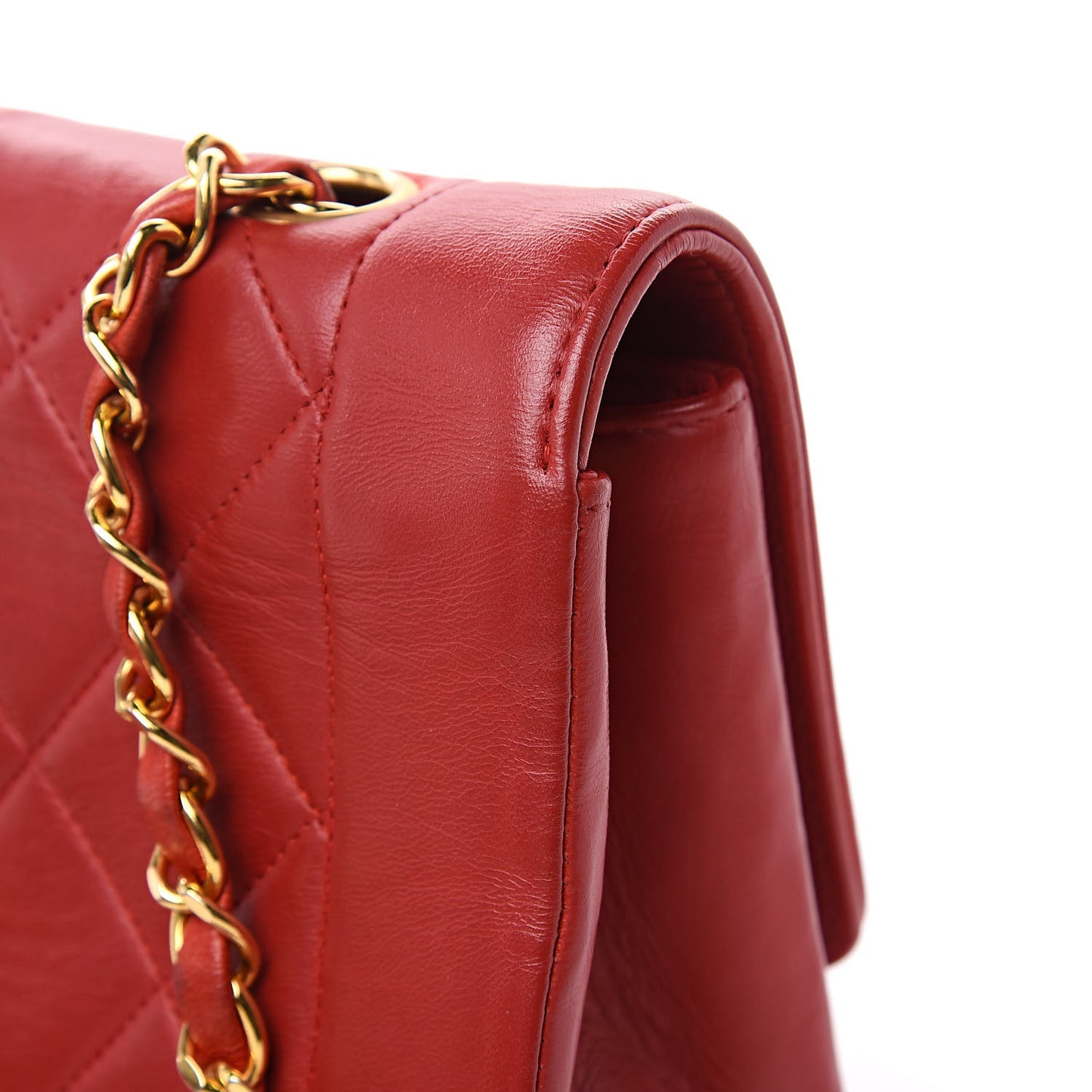 Lambskin Quilted Small Single Flap Red