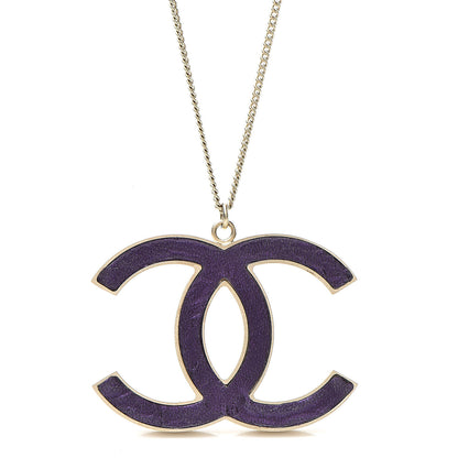 Chanel Large CC Pendant Necklace Purple Gold 5 of 6