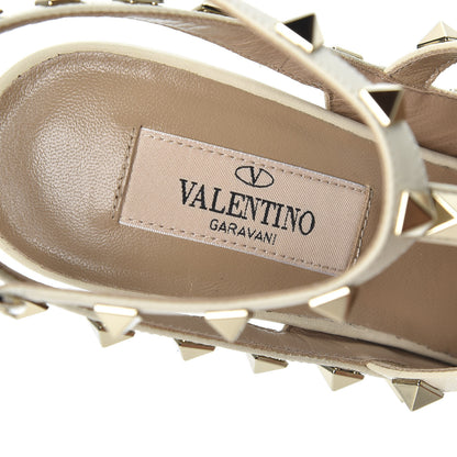 Valentino Garavani Pebbled Calfskin Rockstud Ankle Strap Pumps 36 Ivory 7 of 11