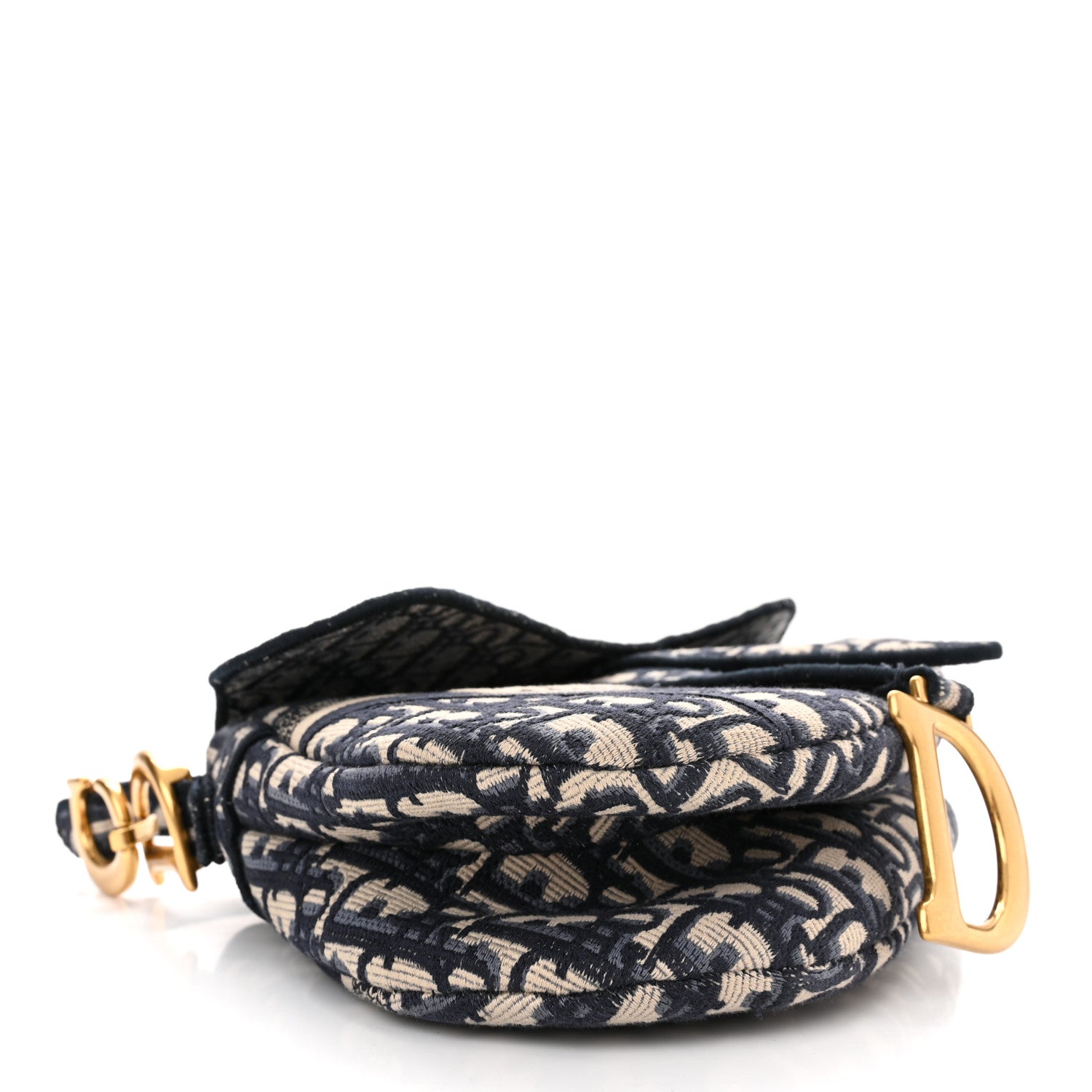 Christian Dior Oblique Embroidered Saddle Bag Blue 4 of 11