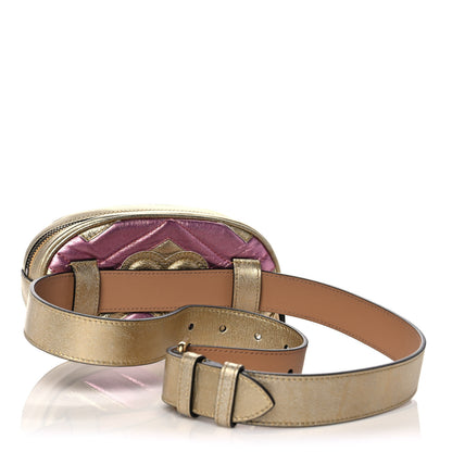 Gucci Metallic Nappa Matelasse Heart GG Marmont Belt Bag 85 34 Oro Vecchio Rosa 3 of 12