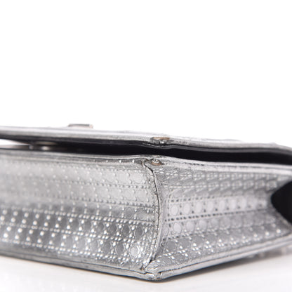 Christian Dior Metallic Calfskin Micro-Cannage Mini Diorama Flap Bag Silver 7 of 9
