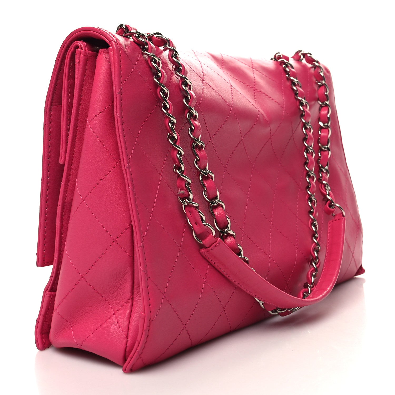 Chanel Calfskin Stitched Double Flap Bag Pink 3 of 11