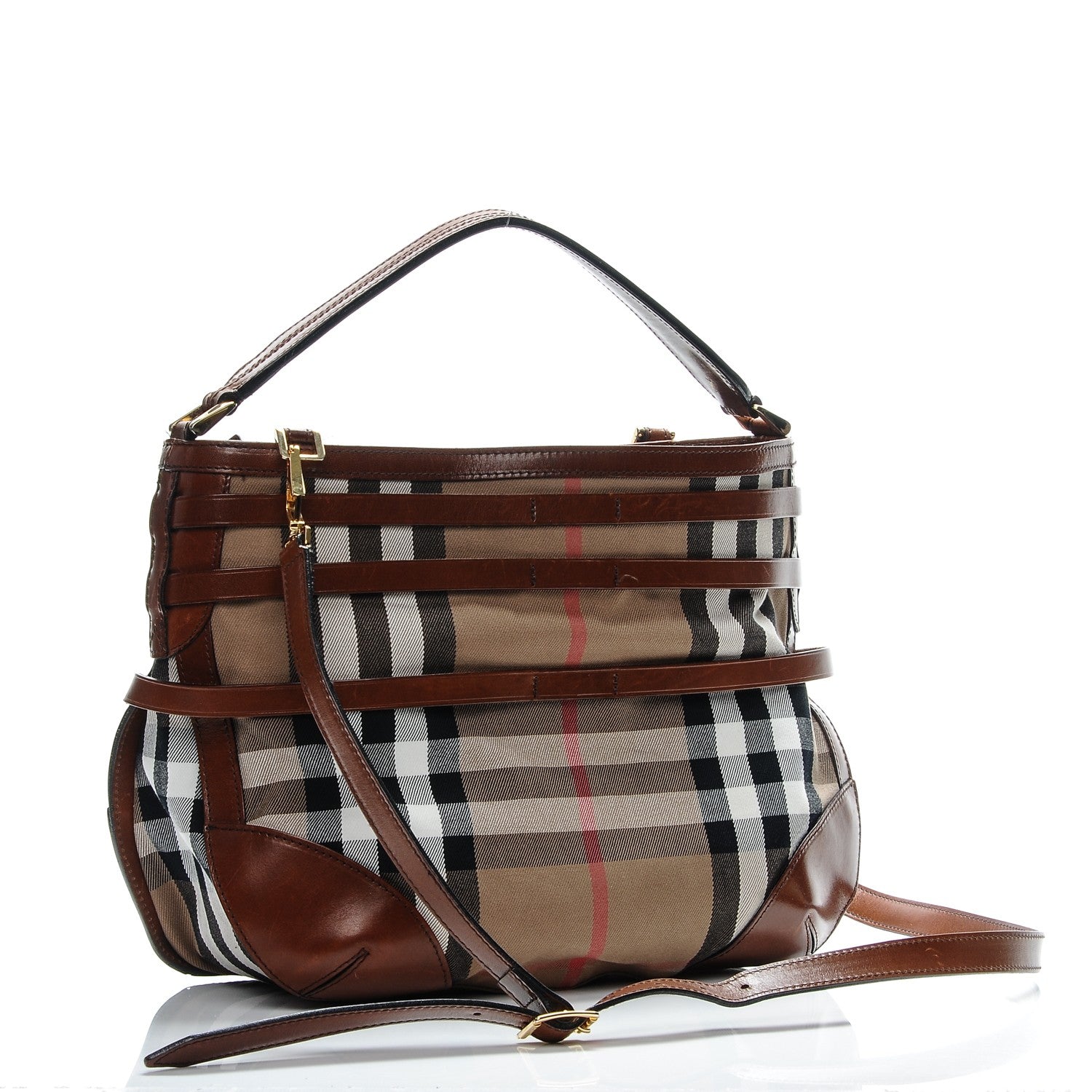 Burberry House Check Bridle Calfskin Medium Gosford Hobo Dark Tan 3 of 8