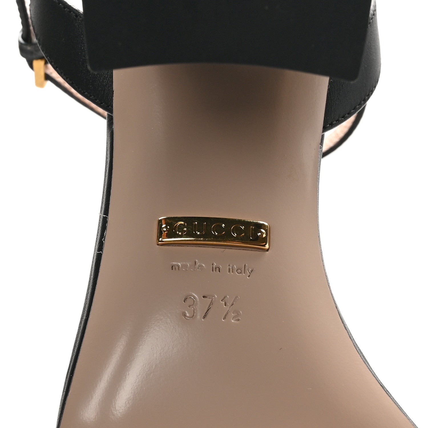 Gucci Lifford Calfskin GG Marmont Ankle Wrap 75mm Sandals 37.5 Black 7 of 9