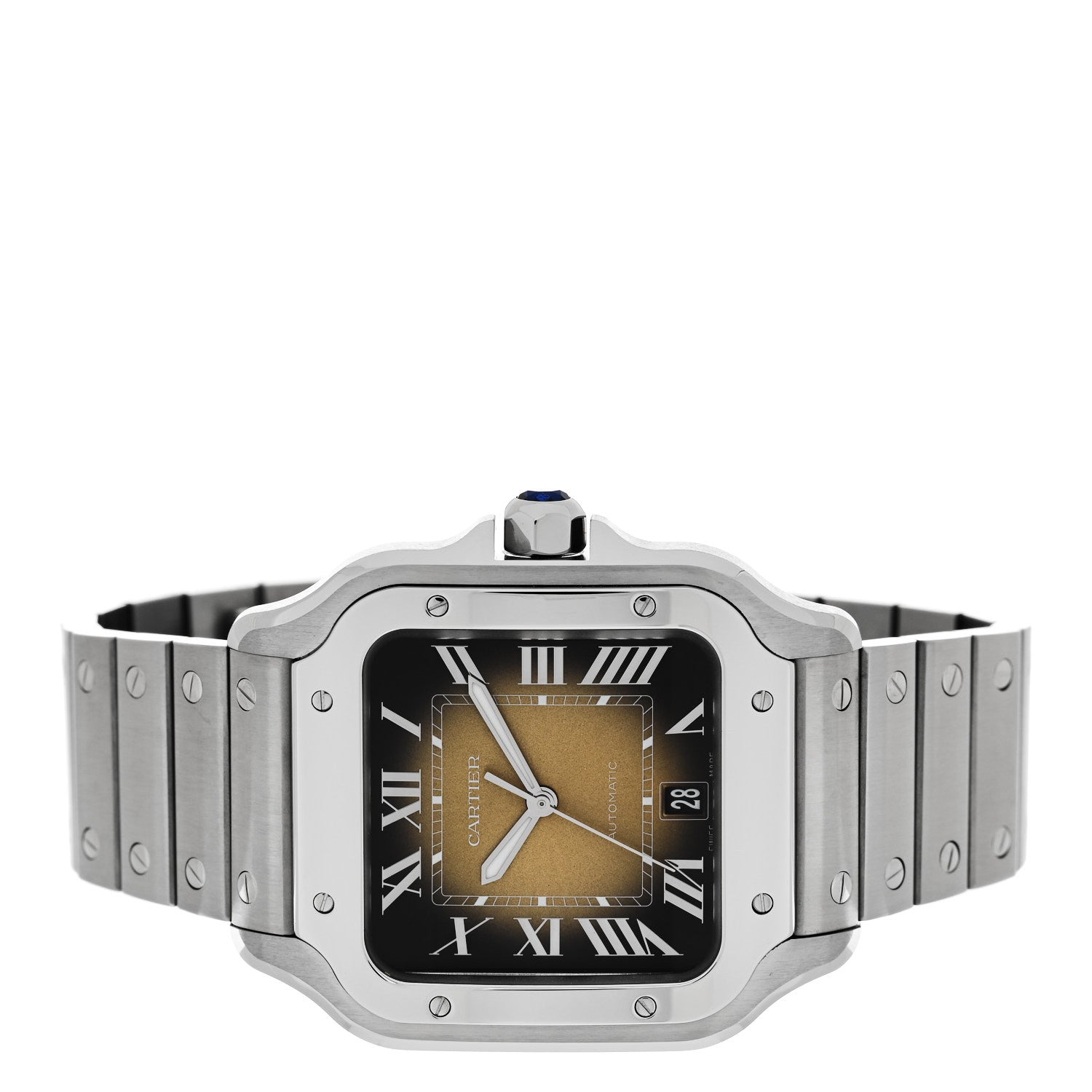 Cartier Stainless Steel 39.8mm Santos De Cartier Automatic Watch Brown 2 of 6