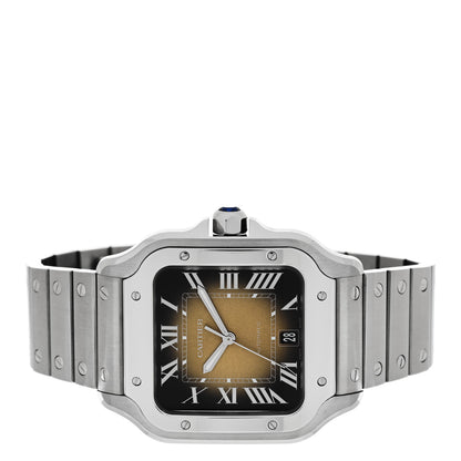Cartier Stainless Steel 39.8mm Santos De Cartier Automatic Watch Brown 2 of 6