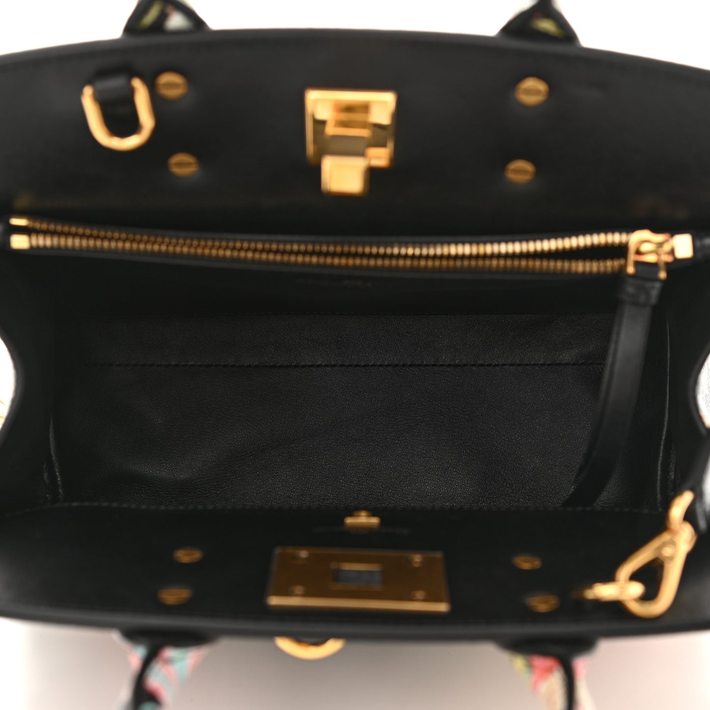 Calfskin Floral Print The Studio Bag Black Multicolor