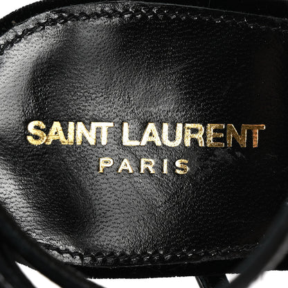 Saint Laurent Vernice Chiffon Tassel Embellished Pierre Pon Pon 110 Sandals 38.5 Black 8 of 9