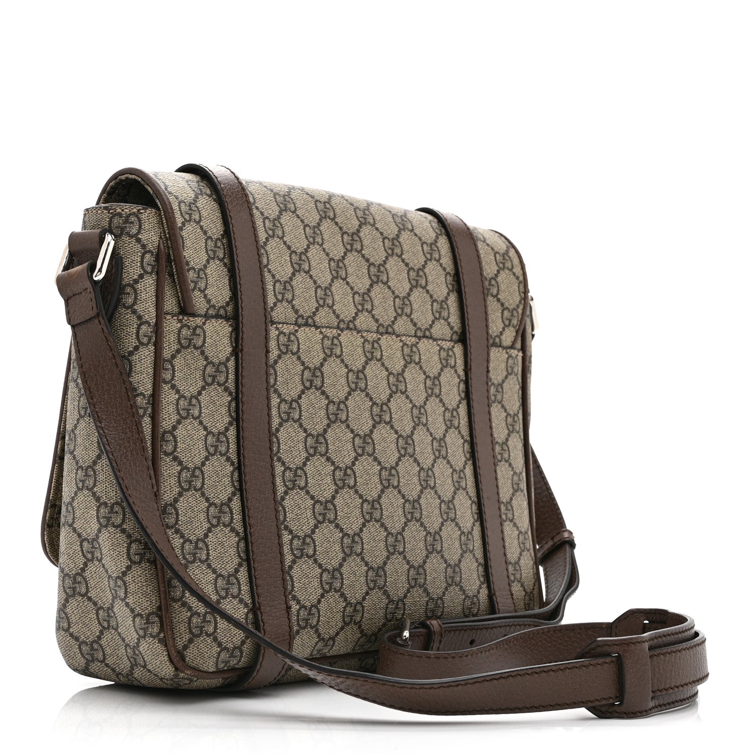 Gucci GG Supreme Monogram Textured Dollar Calfskin Retro Interlocking G Flap Messenger Bag Beige Ebony New Acero 3 of 11