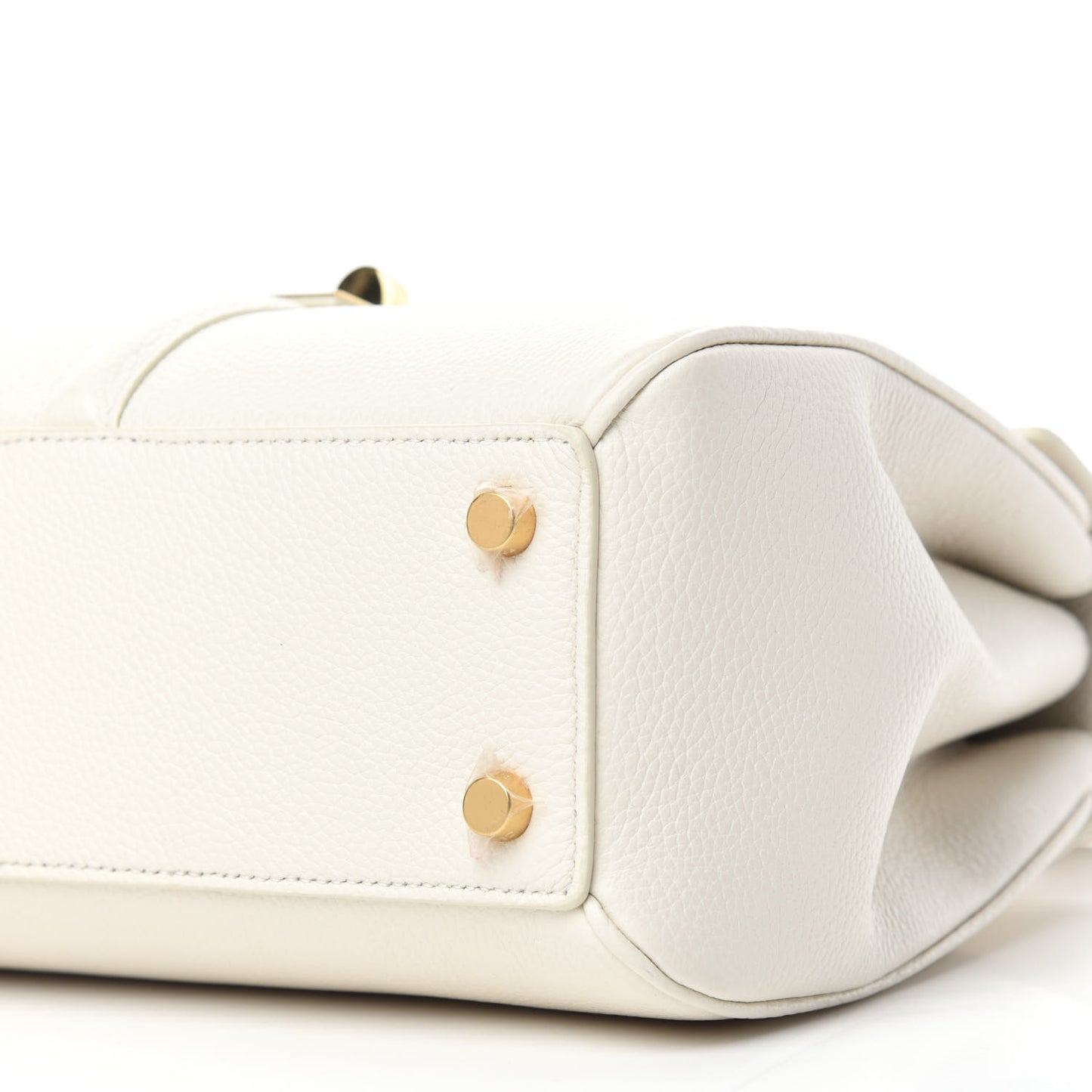 Grained Calfskin Small 16 Top Handle Bag White