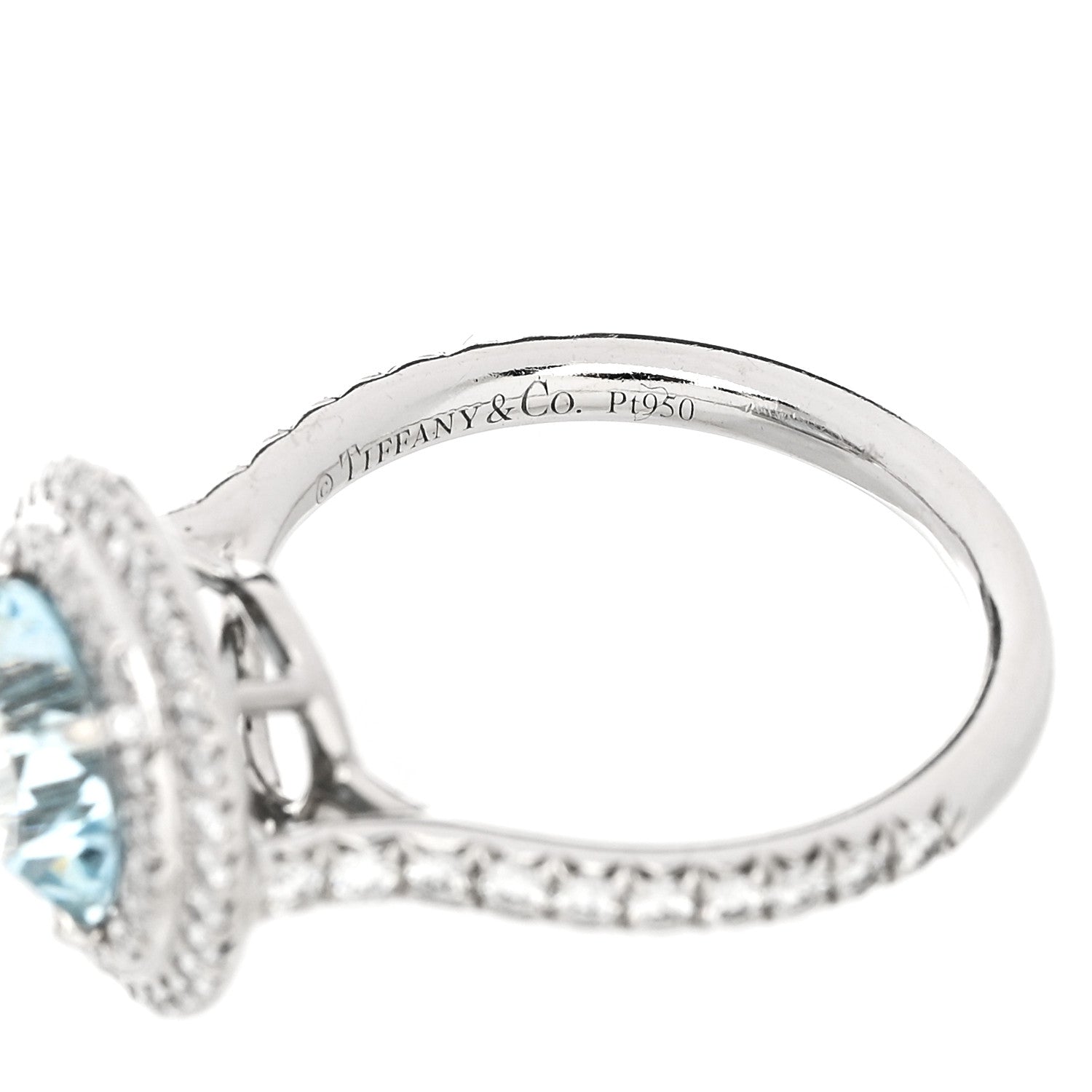 Tiffany Platinum Diamond Aquamarine Soleste Ring 50 5.5 5 of 5
