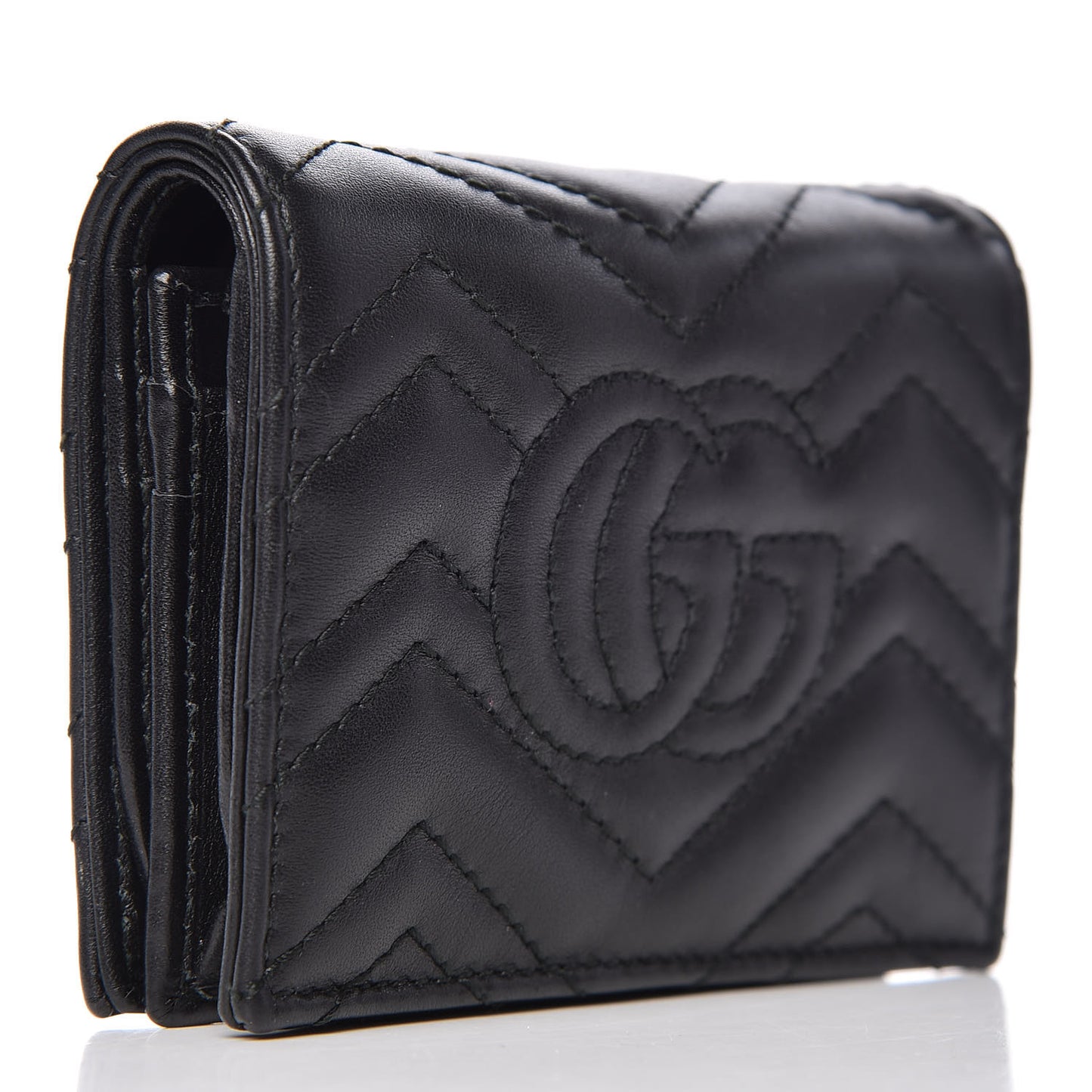 Calfskin Matelasse GG Marmont Card Case Wallet Black