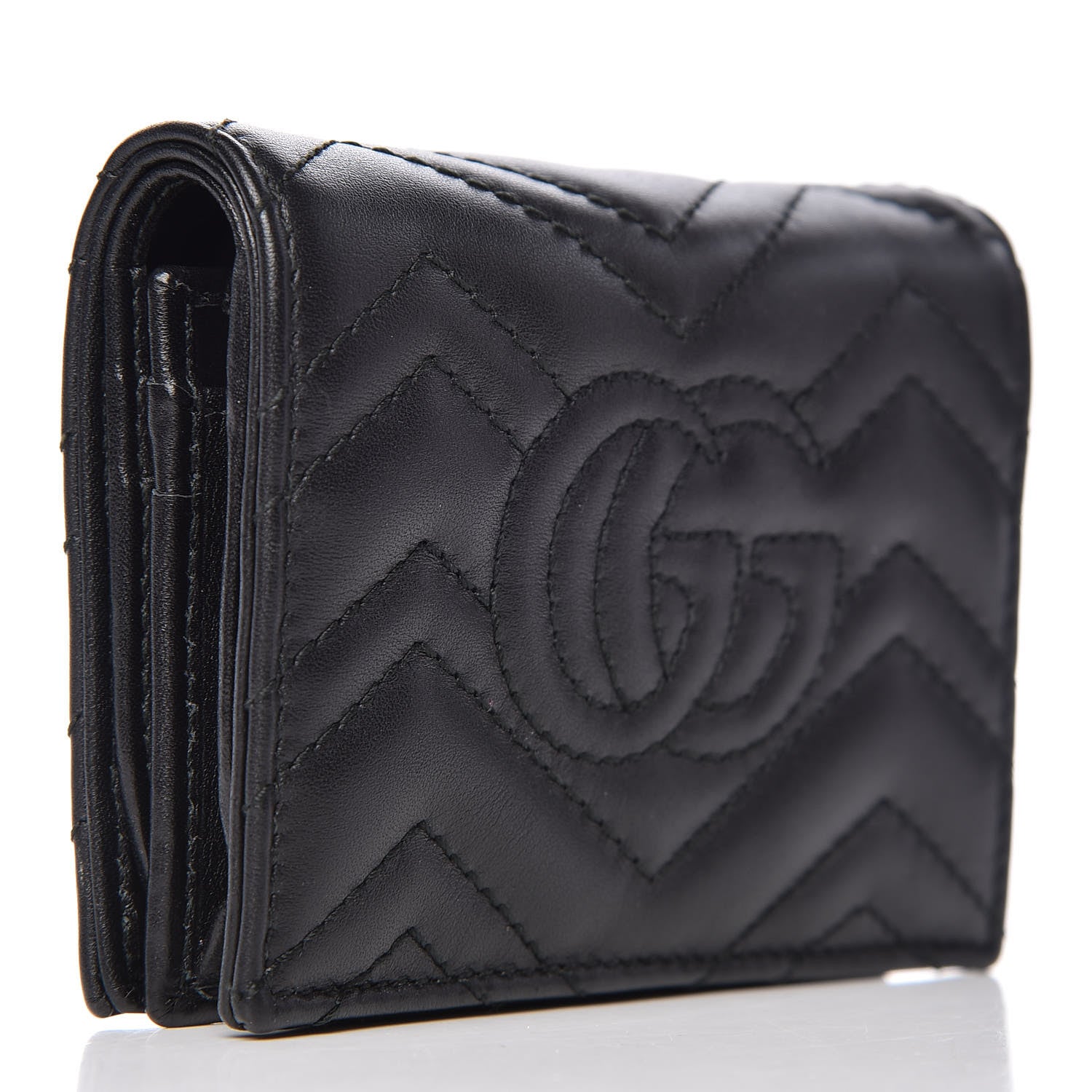 Gucci Calfskin Matelasse GG Marmont Card Case Wallet Black 3 of 10