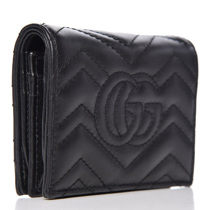 Gucci Calfskin Matelasse GG Marmont Card Case Wallet Black 3 of 10