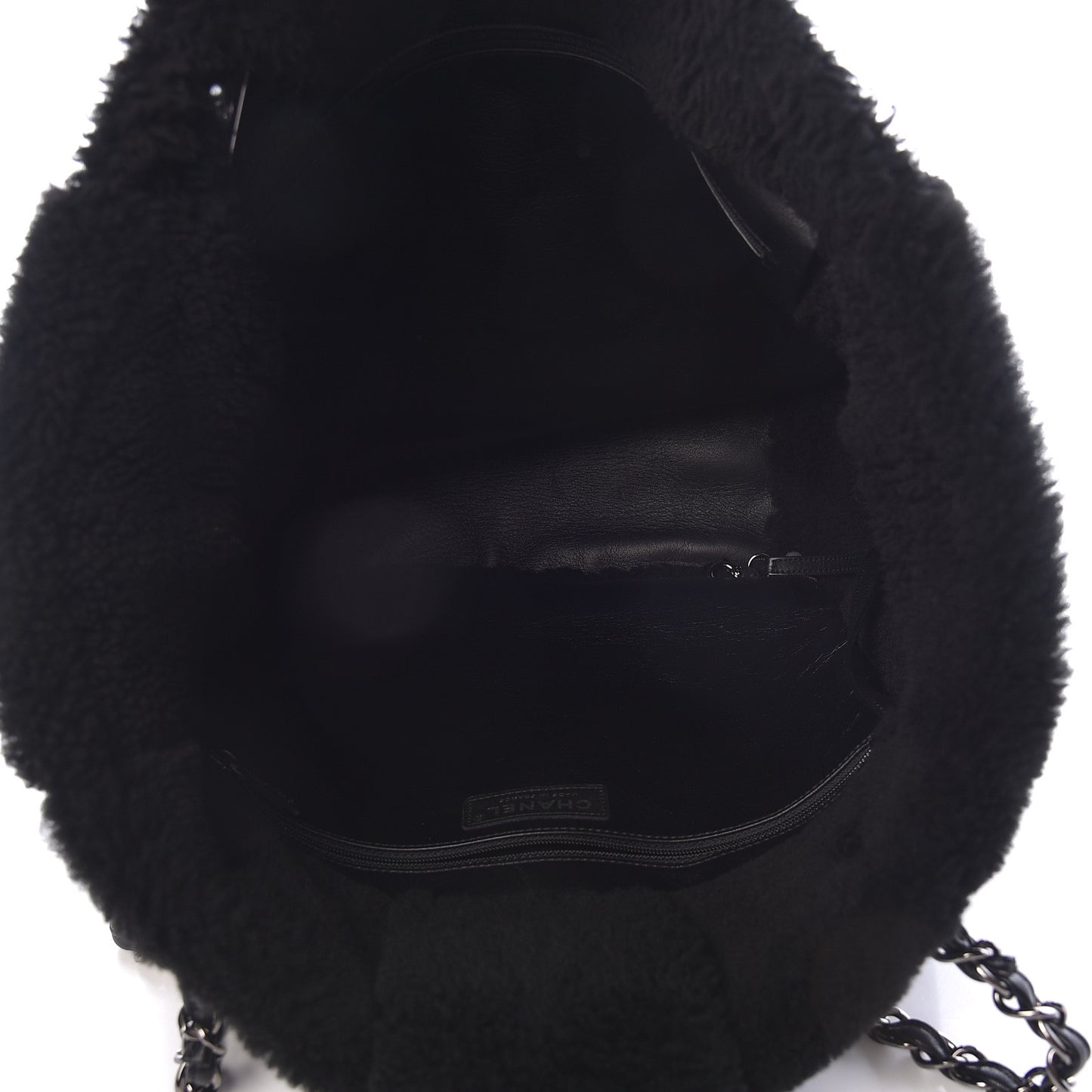 Lambskin Shearling Large Coco Neige Shopping Tote Black