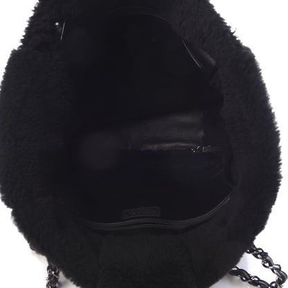 Chanel Lambskin Shearling Large Coco Neige Shopping Tote Black 7 of 9