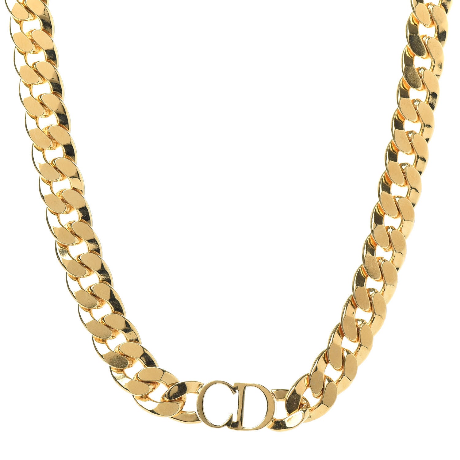 Christian Dior Metal CD Choker Necklace Gold 1 of 5