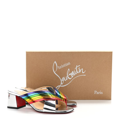 Christian Louboutin Metallic Calfskin Rainbow Arkenmule 55 Slide Sandals 36.5 Silver Multicolor 9 of 9