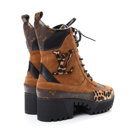 Louis Vuitton Suede Calfskin Monogram Laureate Platform Desert Boots 37 Cognac 4 of 10