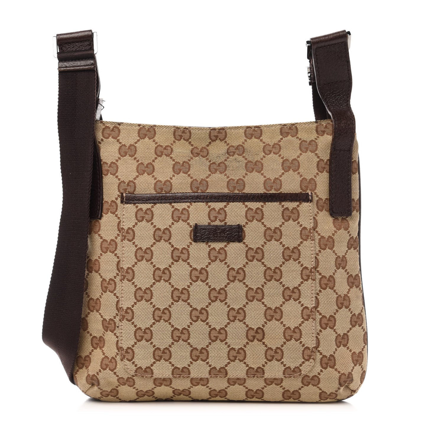 Monogram Flat Messenger Bag Dark Brown