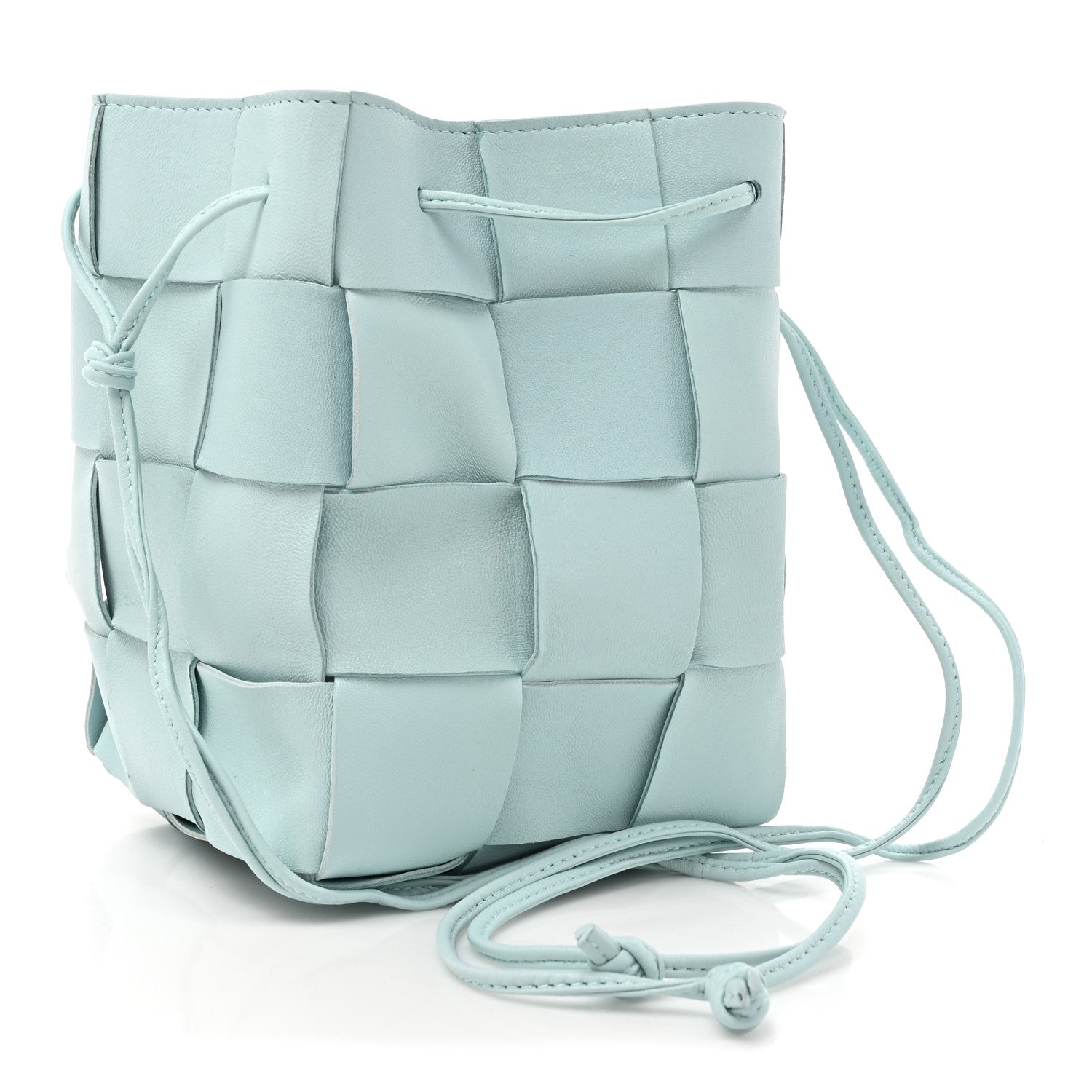 Bottega Veneta Nappa Maxi Intrecciato Small Cassette Bucket Bag Topazio Silver 3 of 9