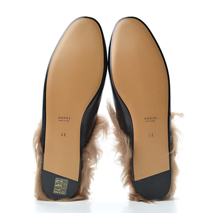 Gucci Calfskin Fur Womens Princetown Slippers 41 Black 5 of 8