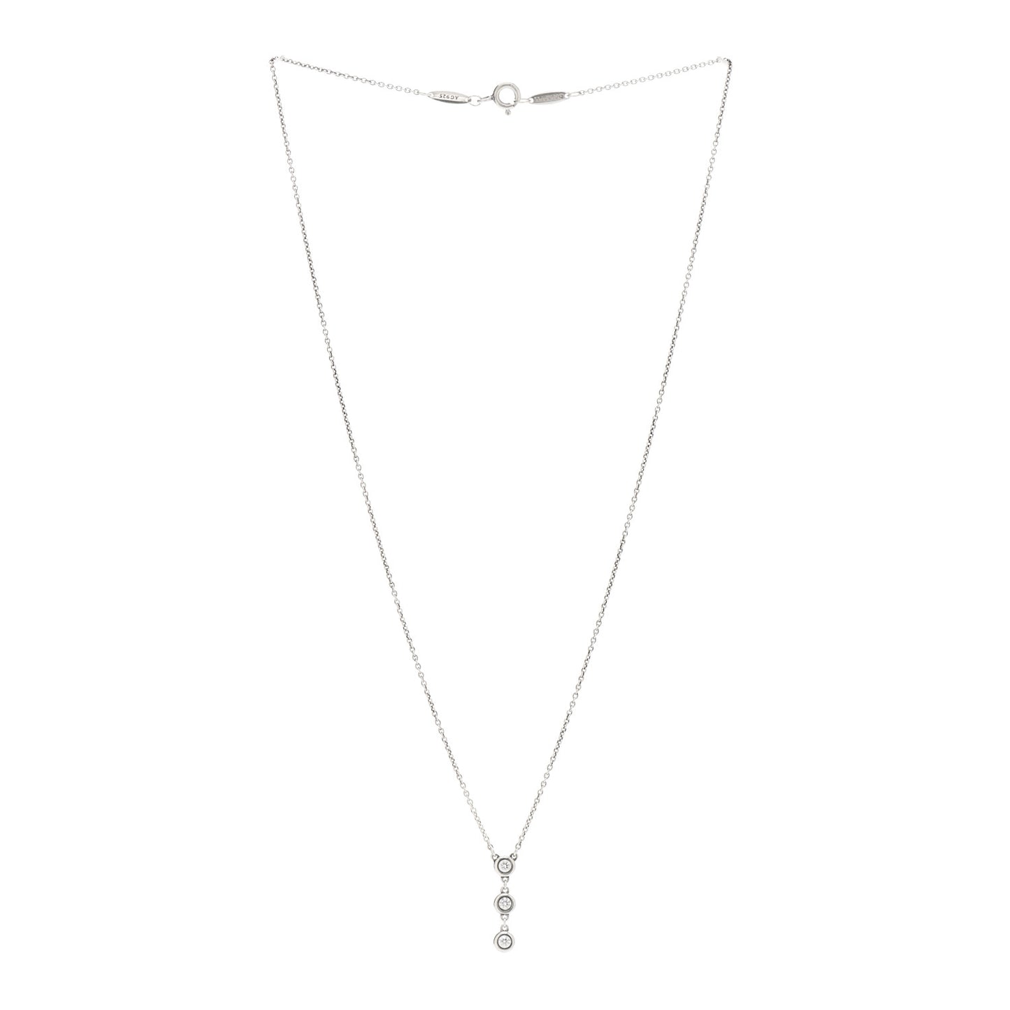 Sterling Silver Diamond .15ctw Elsa Peretti Diamonds by the Yard Drop Pendant Necklace