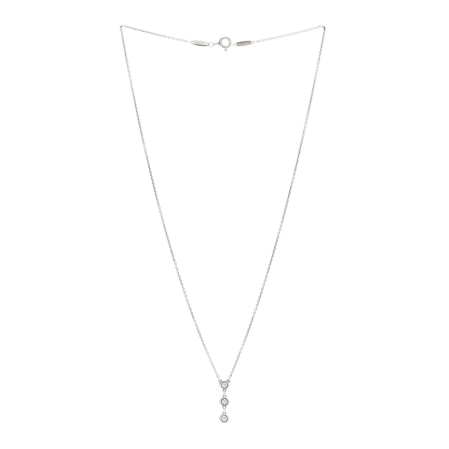 Tiffany Sterling Silver Diamond .15ctw Elsa Peretti Diamonds by the Yard Drop Pendant Necklace 3 of 5