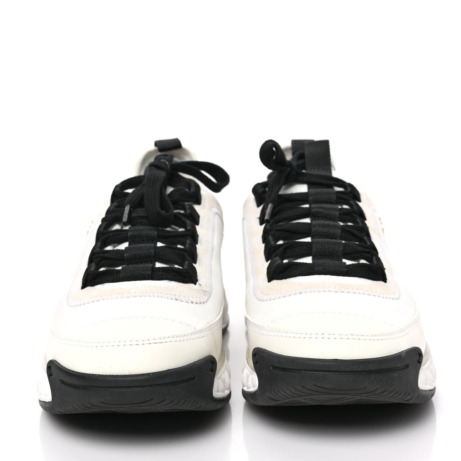Chanel Velvet Calfskin Mixed Fibers CC Sneakers 40 Ivory Black 2 of 8