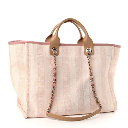 Chanel Mixed Fibers Calfskin Striped Medium Deauville Tote Light Pink 3 of 12