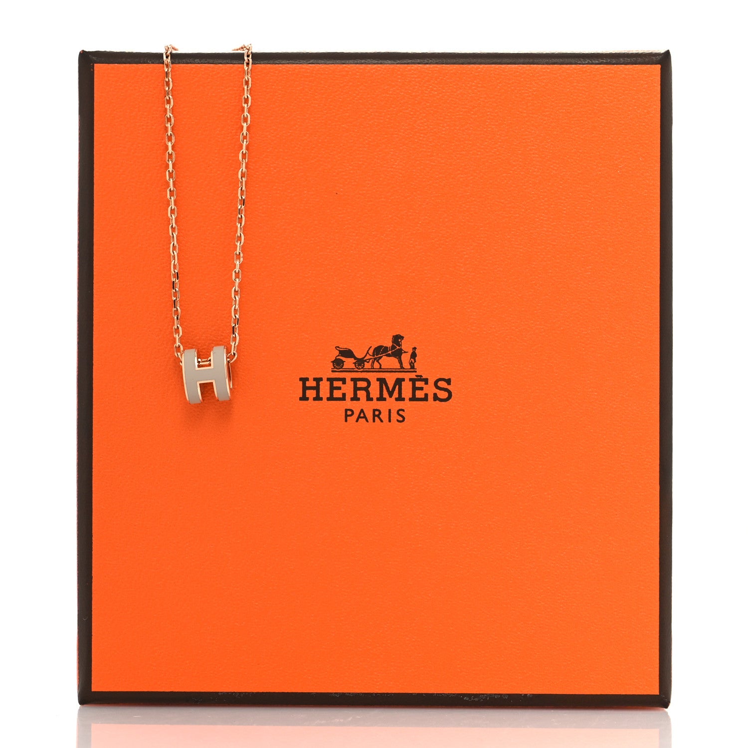 Hermes Lacquered Rose Gold Mini Pop H Pendant Necklace Marron Glace 6 of 6