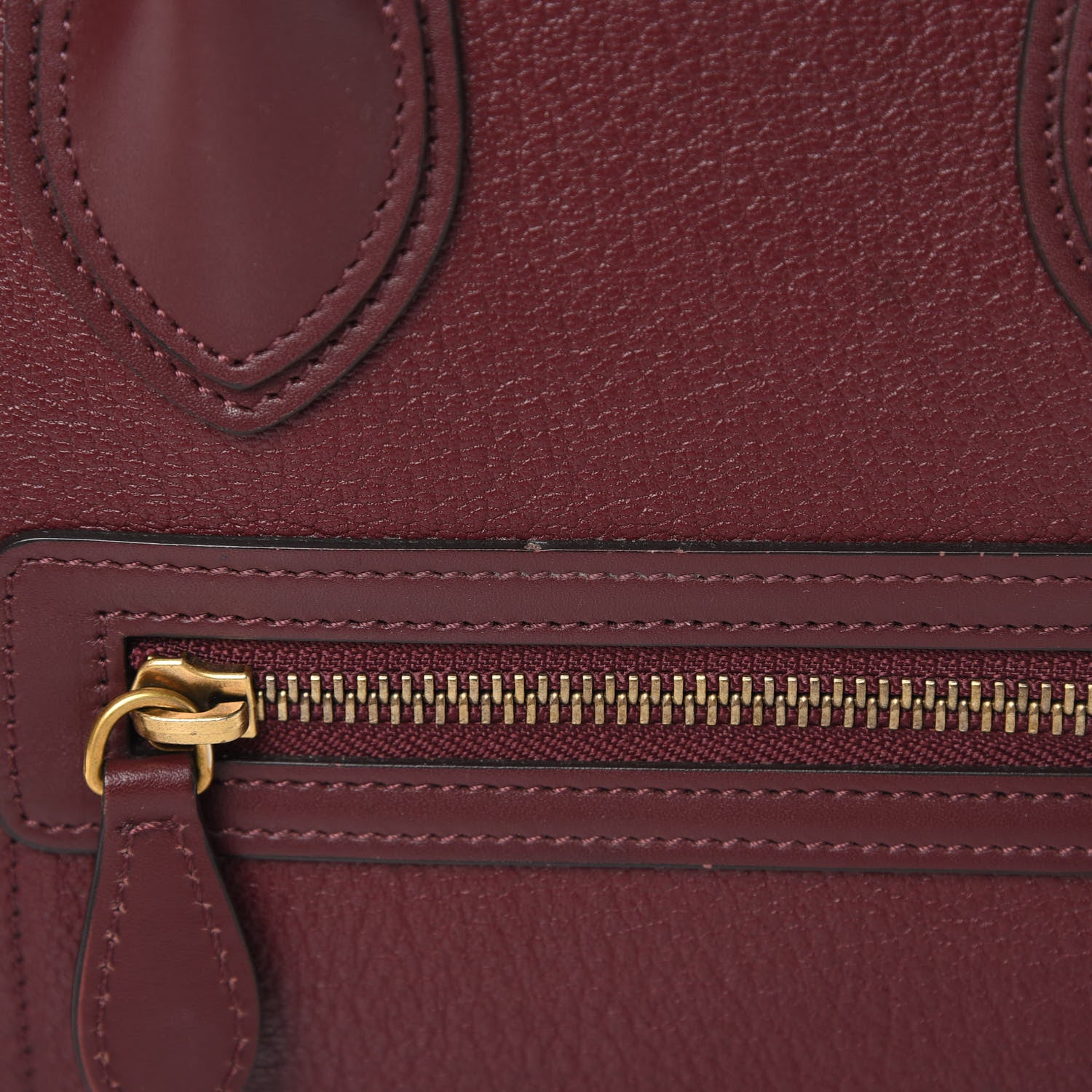 Celine Goatskin Calfskin Micro Luggage Burgundy 15 of 15