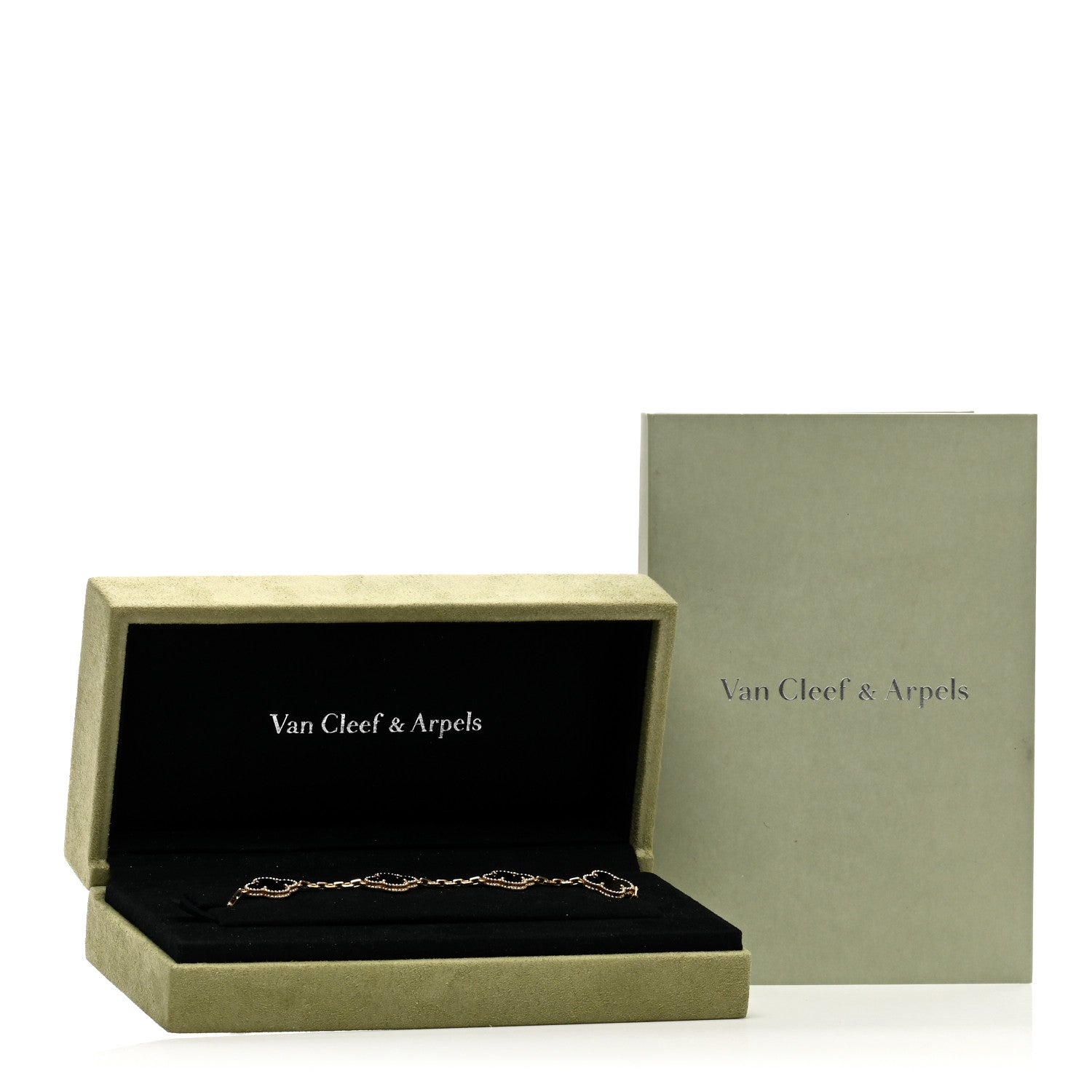 Van Cleef & Arpels 18K Yellow Gold Black Onyx 5 Motifs Vintage Alhambra Bracelet 5 of 5