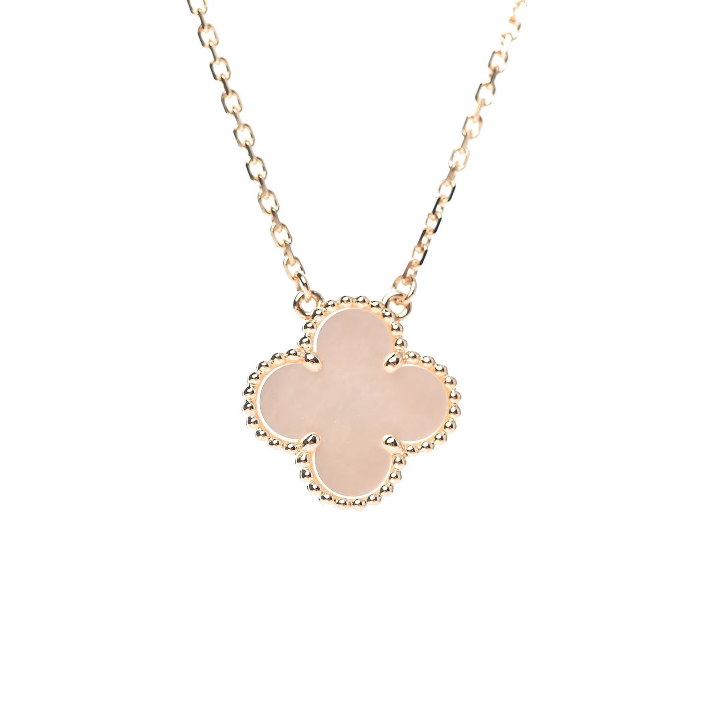 18K Yellow Gold Mother of Pearl Vintage Alhambra Pendant Necklace