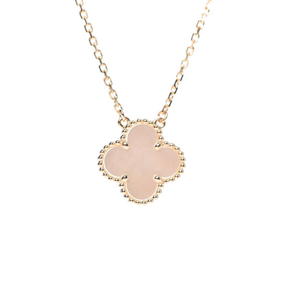 Van Cleef & Arpels 18K Yellow Gold Mother of Pearl Vintage Alhambra Pendant Necklace 4 of 7