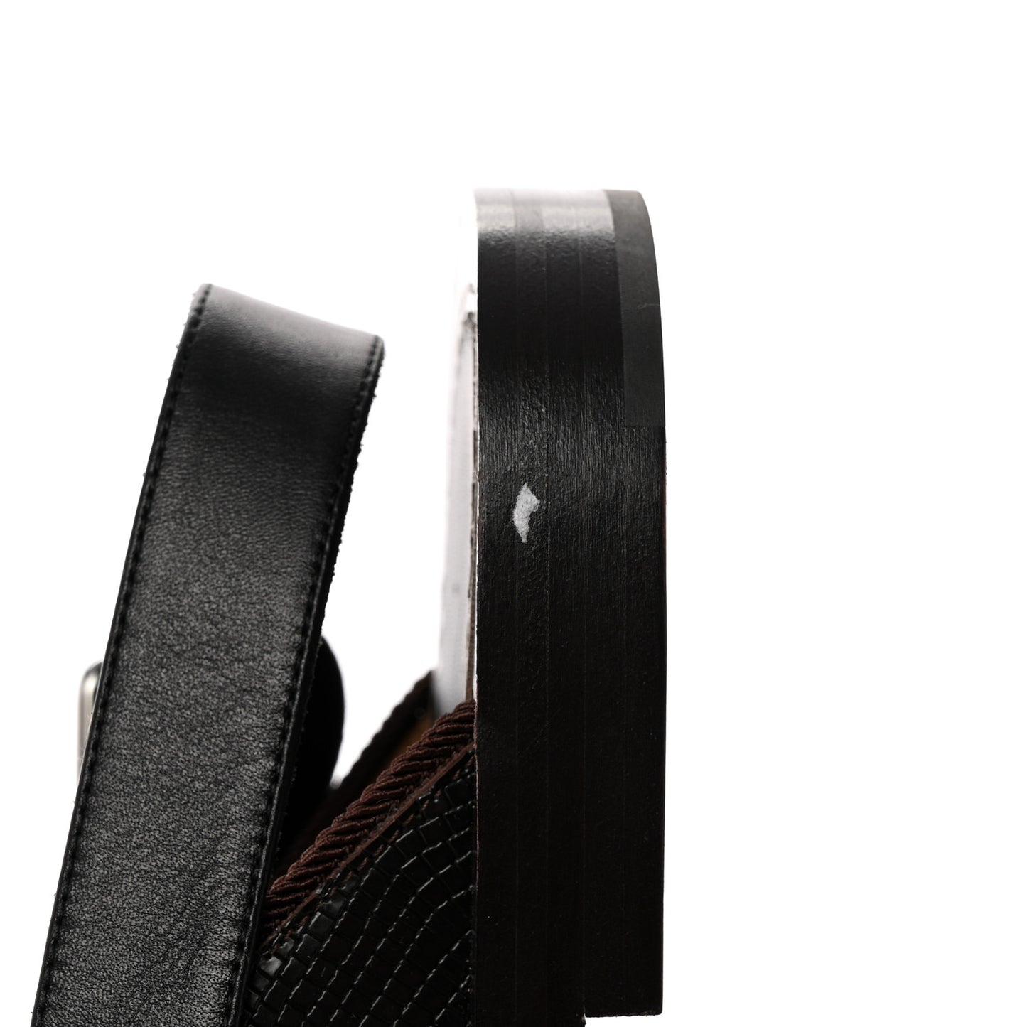Calfskin Iguana Embossed Elba Flat Sandals 39 Testa Di Moro Black