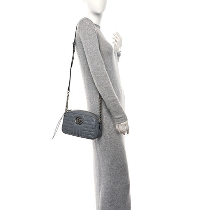 Gucci Calfskin Matelasse Aria Small GG Marmont Chain Shoulder Bag Deep Grey 2 of 11