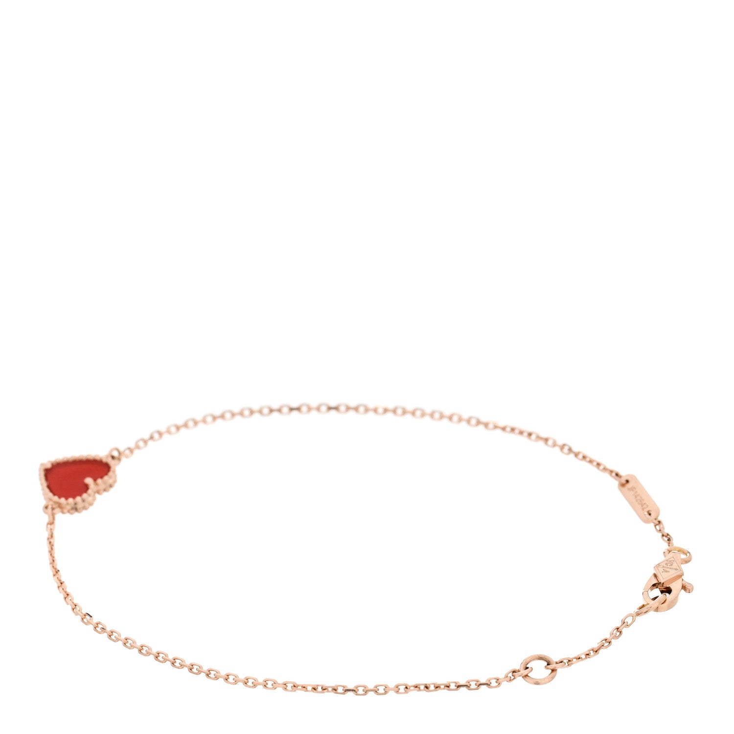 Van Cleef & Arpels 18K Rose Gold Carnelian Sweet Alhambra Heart Bracelet 2 of 4