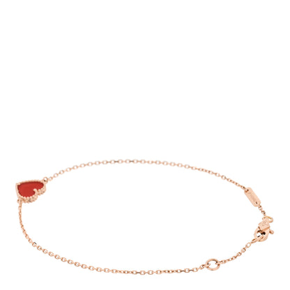 Van Cleef & Arpels 18K Rose Gold Carnelian Sweet Alhambra Heart Bracelet 2 of 4