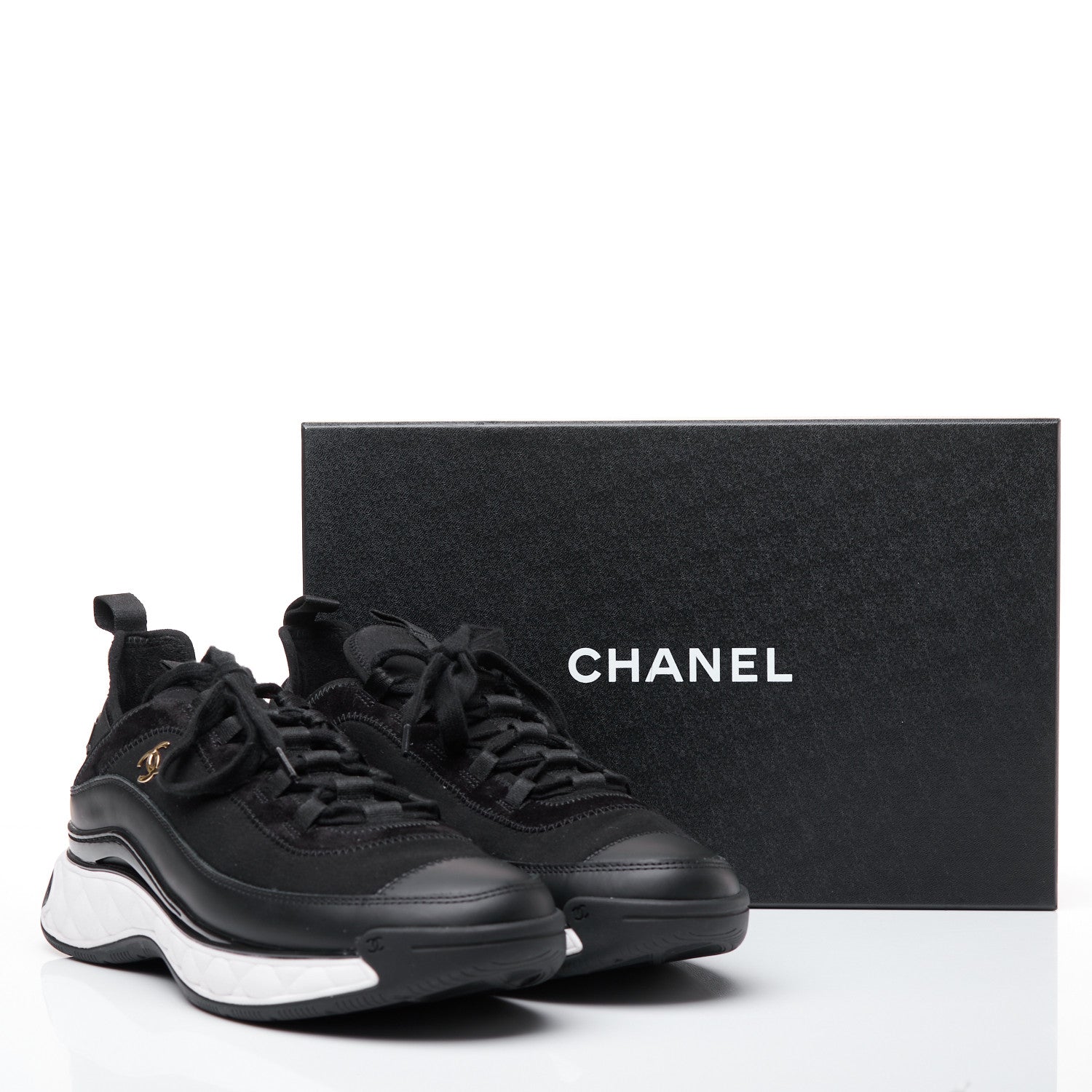 Chanel Velvet Calfskin Mixed Fibers CC Sneakers 41 Black 13 of 13