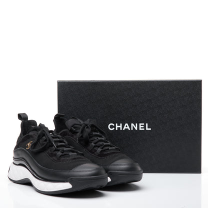 Chanel Velvet Calfskin Mixed Fibers CC Sneakers 41 Black 13 of 13