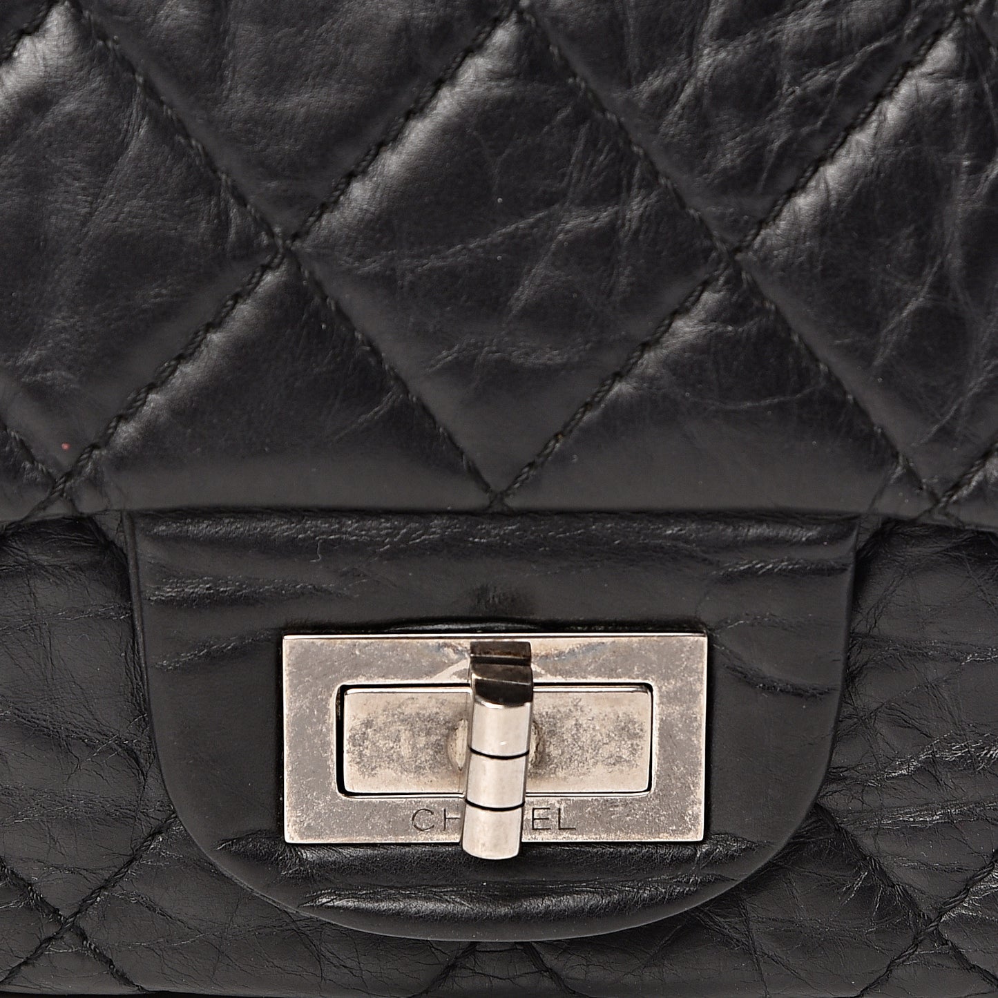 Aged Calfskin Quilted 2.55 Reissue 227 Flap Black