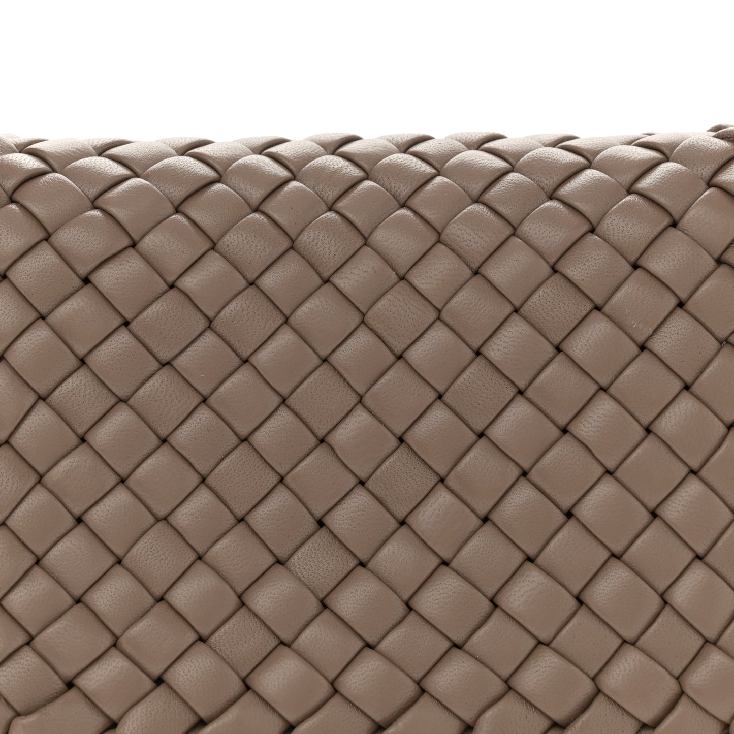 Nappa Intreccio Mini Cobble Shoulder Bag Taupe Grey